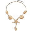 Summer Beach Alloy Crystal Rhinestone Shell Shape Starfish Pendant Necklaces for Women FS-WGE00B6-01-5