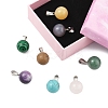 DIY Natural & Synthetic Gemstone Round Pendant & Waxed Cord Pendant Necklace Making Kits DIY-FS0008-47-3