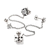 Flower 316 Surgical Stainless Steel Pave Clear Cubic Zirconia Dangle Chains Stud Earrings EJEW-Z050-61AS-2