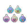 Rainbow Color 201 Stainless Steel Pendant Rhinestone Settings STAS-S119-024-1