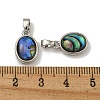 Rack Plating Brass Pave Natural Paua Shell Oval Charms KK-U025-07P-02-3