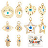10Pcs 5 Style Brass Micro Pave Clear Cubic Zirconia Pendants KK-BBC0003-54-1