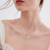 1pc Brass Chain with Alloy Letter Pendants Necklaces NJEW-LP0001-41Y-P-4