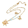 304 Stainless Steel Crystal Rhinestone and Cat Eye Conch Shape Octopus Pendant Dyed Natural Shell Bamboo Stick Link Chain Necklaces NJEW-K252-11G-4