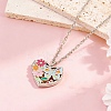 Brass Colorful Enamel Hollow Flower Butterfly Heart Locket Pendant Necklaces for Women WG264A9-02-1
