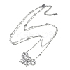 304 Stainless Steel & Plastic Imitation Pearl Double Layer Bowknot Pendant Necklaces NJEW-I129-03P-2