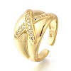 Brass Micro Pave Cubic Zirconia Adjustable Open Cuff Rings for Women RJEW-K292-11G-4