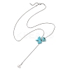 4Pcs 4 Color Dyed Synthetic Turquoise Horse with Shell Pearl Beads Pendant Necklaces NJEW-JN05895-6
