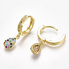 Brass Micro Pave Cubic Zirconia(Random Mixed Color) Dangle Hoop Earrings EJEW-S201-67-2