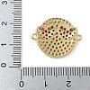 Rack Plating Brass Micro Pave Clear Cubic Zirconia Flat Round Connector Charms KK-A234-040G-01-3