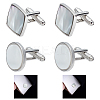 2 Pairs 2 Styles Natural Shell Cufflinks for Men FIND-WR0010-95-1