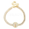 Brass Micro Pave Clear Cubic Zirconia Rectangle Link Chain Bracelets for Women BJEW-U044-01A-G-4