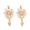 Brass Micro Pave Cubic Zirconia and Enamel Cup Pearl Peg Bails Pin Pendants KK-T079-48G-1