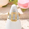 Brass Micro Pave Clear Cubic Zirconia Cuff Finger Rings for Women RJEW-U033-01GP-2