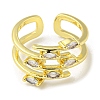 Real 18K Gold Plated Brass Micro Pave Clear Cubic Zirconia Open Cuff Rings LS-RJEW-G303-01C-G-2