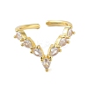 Brass Pave Cubic Zirconia Cuff Rings RJEW-U012-04G-03-2