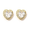 Clear Cubic Zirconia Heart Stud Earrings EJEW-K093-21G-2
