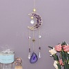 Copper Wire Wrapped Natural Amethyst Chips Moon Suncatcher HJEW-H065-04G-03-1