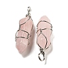 Natural Rose Quartz Double Terminal Pointed Pendants G-H308-05P-04-2