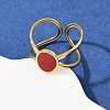 Oval 304 Stainless Steel Enamel Cuff Rings for Women RJEW-G355-03G-02-1