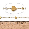 Handmade 304 Stainless Steel ABS Plastic Pearl Heart Link Chains CHS-L032-10G-02-2