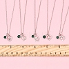 Valentine's Day 304 Stainless Steel & Green Glass Heart Pendant Cable Chain Necklaces for Women NJEW-FS00014-04-8