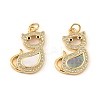 Brass Cubic Zirconia with Shell Pendants KK-K342-21G-1