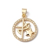 Rack Plating Brass Micro Pave Clear Cubic Zirconia Pendants KK-H434-40G-1