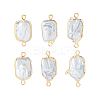 6Pcs Electroplate Natural Baroque Pearl Keshi Pearl Rectangle Connector Charms PEAR-HS0001-30-1