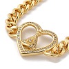 Brass Micro Pave Clear Cubic Zirconia Cuban Link Chains Bracelets BJEW-M322-04G-B-2