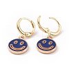 Hollow Out Smiling Face Enamel Hoop Earrings for Women EJEW-G304-01KCG-05-2