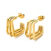 Ion Plating(IP) 304 Stainless Steel Triple Layer Rectangle Stud Earrings EJEW-A089-01G-1