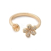 Flower Brass Micro Pave Cubic Zirconia Cuff Ring Setting LS-KK-A244-01A-G-2