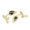 Rack Plating Brass Micro Pave Clear Cubic Zirconia Flower Connertor Charms KK-Z043-03K-2