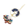 Natural Mixed Gemstone Chips Tree of Life with Chips Tassel Big Pendant Decorations HJEW-H057-03G-A-3