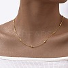 304 Stainless Steel Rice Beads Round Snake Chain Necklaces NJEW-D322-03G-1
