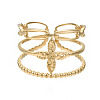 304 Stainless Steel Flower Open Cuff Ring X-RJEW-T023-95G-1
