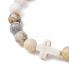 Natural African Opal & Synthetic Turquoise Beaded Stretch Bracelets for Women Men BJEW-JB13313-3