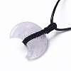 Adjustable Natural Quartz Crystal Double Horn Pendant Necklace with Wax Cord for Women NJEW-B086-01C-4