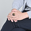 304 Stainless Steel with Natural Tiger Eye Finger Rings for Men FS-WG44E14-13-2