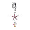 304 Stainless Steel Pave Cubic Zirconia & Plastic Pearl & Natural Shell Starfish Dangle Clip on Belly Rings FS-WG69EA3-05-1