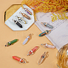 Natural & Synthetic Gemstone Pointed Pendants with Alloy Findings G-PH0001-06-4