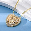 Brass Pave Clear Cubic Zirconia Heart Pendant Necklaces for Women NJEW-K381-07B-G-3