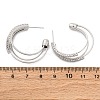 Triple C-Shaped Brass Micro Pave Clear Cubic Zirconia Stud Earrings EJEW-R025-29P-5