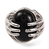 Oval Natural Obsidian Finger Ring G-Q184-06B-P-2