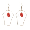 Halloween Skull Synthetic Dyed Turquoise & Copper Wire Dangle Earrings for Women EJEW-JE05884-3