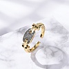 Brass Micro Pave Clear Cubic Zirconia Cuff Finger Rings for Women RJEW-C116-03G-2