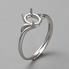 Rhodium Plated 925 Sterling Silver Adjustable Ring Findings FIND-WH0152-384-2
