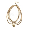 Summer Beach 304 Stainless Steel Starfish Charm 3 Layer Anklets for Women LS-AJEW-F069-01G-2