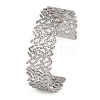 Non-Tarnish 304 Stainless Steel Hollow Leaf Open Cuff Bangles for Women LS-BJEW-K241-03D-P-1